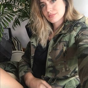 Hooded camo utility jacket